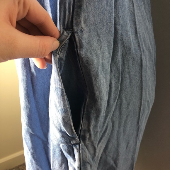 LOFT Blue Chambray Off the Shoulder Dress - Picture 5 of 7